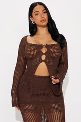 Elsie Crochet Skirt Set - Chocolate