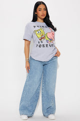 Spongebob & Patrick Forever Oversized Tee - Heather Grey