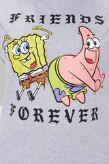 Spongebob & Patrick Forever Oversized Tee - Heather Grey