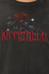 Anti Social Roses Washed Tee - Black