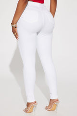 Let's Hit It Ripped Stretch Skinny Jeans - White