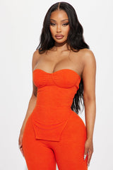 Call My Name Ribbed Pant Set - Orange