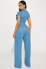 Life Is Good Textured Pant Set - Blue