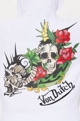 Von Dutch Skull Oasis Zip Up Hoodie - White/combo