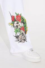 Von Dutch Skull Oasis Wide Leg Pant - White/combo