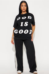God Is Good All The Time Washed Oversized Tee - Black