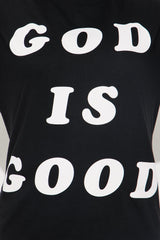 God Is Good All The Time Washed Oversized Tee - Black