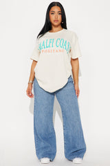 Amalfi Coast Summer Oversized Tee - Natural