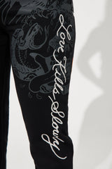 Ed Hardy Crawling Tigers Wide Leg Pant - Black