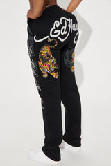 Ed Hardy Crawling Tigers Wide Leg Pant - Black