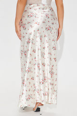 Buy Myself Flowers Satin Maxi Skirt - Champagne