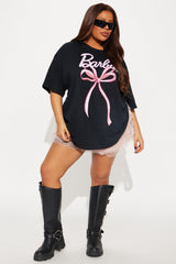 Barbie Bow Oversized Tee - Black