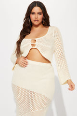 Malibu Babe Crochet Skirt Set - Cream