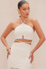 Monaco Crochet Skirt Set - Taupe