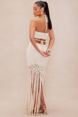 Monaco Crochet Skirt Set - Taupe