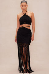 Monaco Crochet Skirt Set - Black