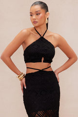 Monaco Crochet Skirt Set - Black