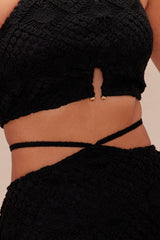 Monaco Crochet Skirt Set - Black