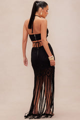 Monaco Crochet Skirt Set - Black