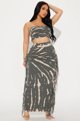Chaos Within Tie Dye Skirt Set - Olive/combo