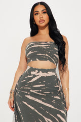 Chaos Within Tie Dye Skirt Set - Olive/combo