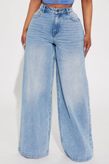 Brianca Bow Wide Leg Jeans - Light Wash