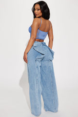 Brianca Bow Wide Leg Jeans - Light Wash