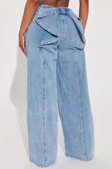 Brianca Bow Wide Leg Jeans - Light Wash