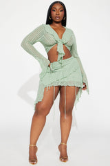 Love Addiction Lace Skirt Set - Sage