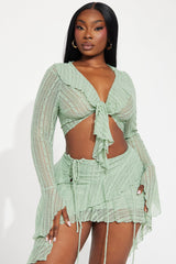 Love Addiction Lace Skirt Set - Sage