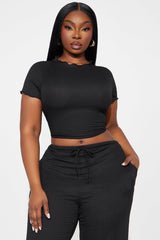 Life Is Good Textured Pant Set - Black