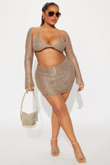 Ariel Crochet 3 Piece Skirt Set - Gold