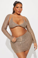 Ariel Crochet 3 Piece Skirt Set - Gold