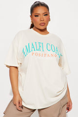 Amalfi Coast Summer Oversized Tee - Natural