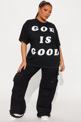 God Is Good All The Time Washed Oversized Tee - Black