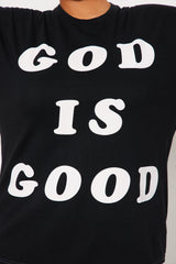 God Is Good All The Time Washed Oversized Tee - Black