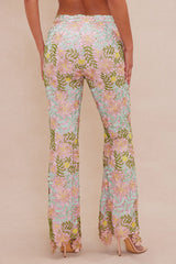 Elize Embroidered Flare Pant - Green/combo
