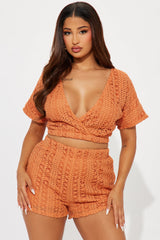 Keep It Cool Crochet Short Set - Rust