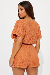 Keep It Cool Crochet Short Set - Rust