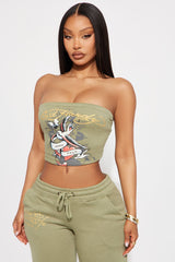 Ed Hardy Bird and Heart Tube Top Pant Set - Sage