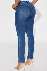 Lots Of Love Ripped Skinny Jeans - Dark Wash