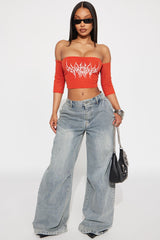Main Stage Off Shoulder Crop Top - Orange