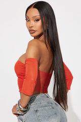 Main Stage Off Shoulder Crop Top - Orange