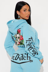 Von Dutch Skull Oasis Zip Up Hoodie - Blue/combo