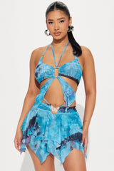 Celestial 3 Piece Mesh Skirt Set - Blue/combo
