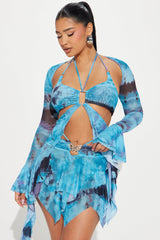 Celestial 3 Piece Mesh Skirt Set - Blue/combo