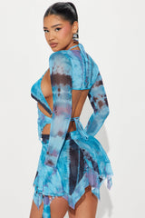 Celestial 3 Piece Mesh Skirt Set - Blue/combo