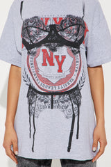 Lingerie Set NYC Oversized Tee - Heather Grey