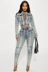 Starting Rumors Stretch Moto Skinny Jeans - Vintage Wash