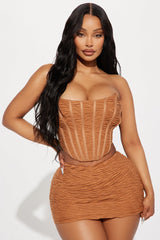 True Textured Skirt Set - Camel